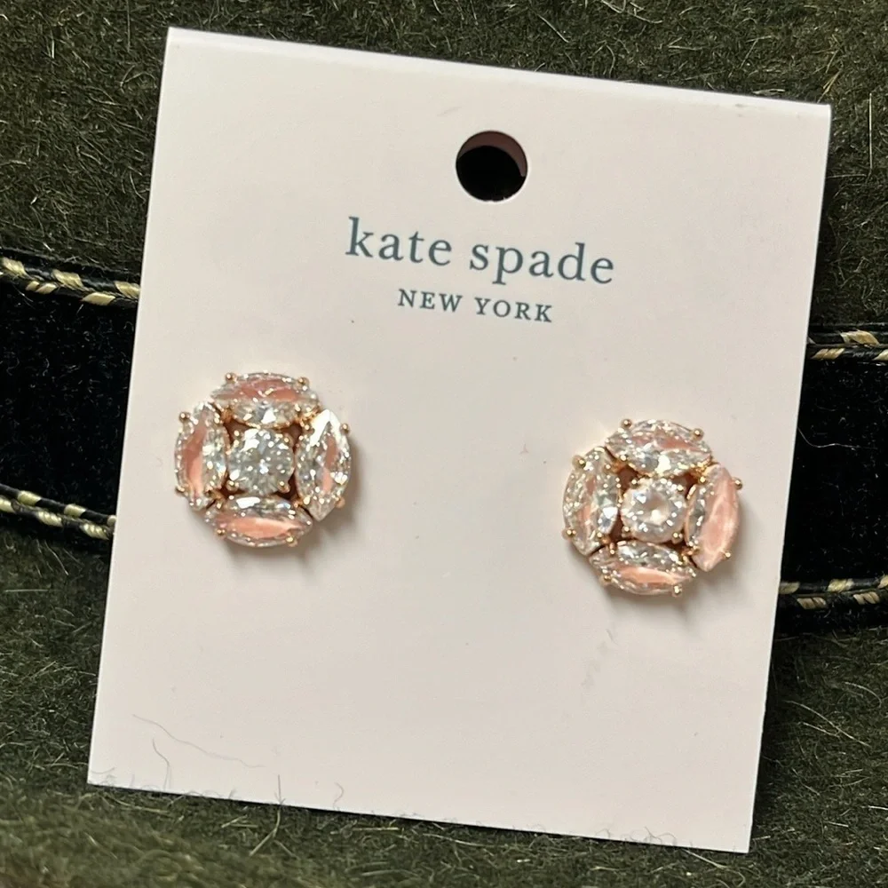 Brand New Kate Spade Flying Colors Blush Post Earrings Marquise Cluster Studs